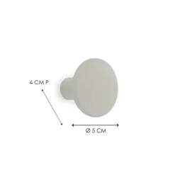 Gancio in poliresina rotondo colore grigio diametro 5 cm