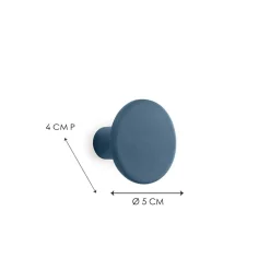 Gancio in poliresina rotondo colore blu scuro diametro 5 cm