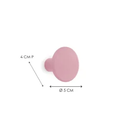 Gancio in poliresina rotondo colore rosa diametro 5 cm