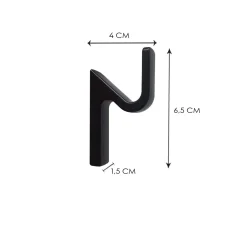 Gancio in zama nero opaco L 1,5 x H 6,5 x P 4 cm