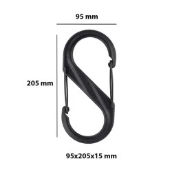 Gancio Moschettone a S in plastica nera H 20 cm