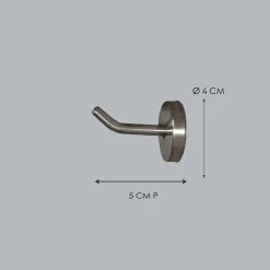 Gancio singolo in acciaio inox L 4 x H 4 x P 7 cm