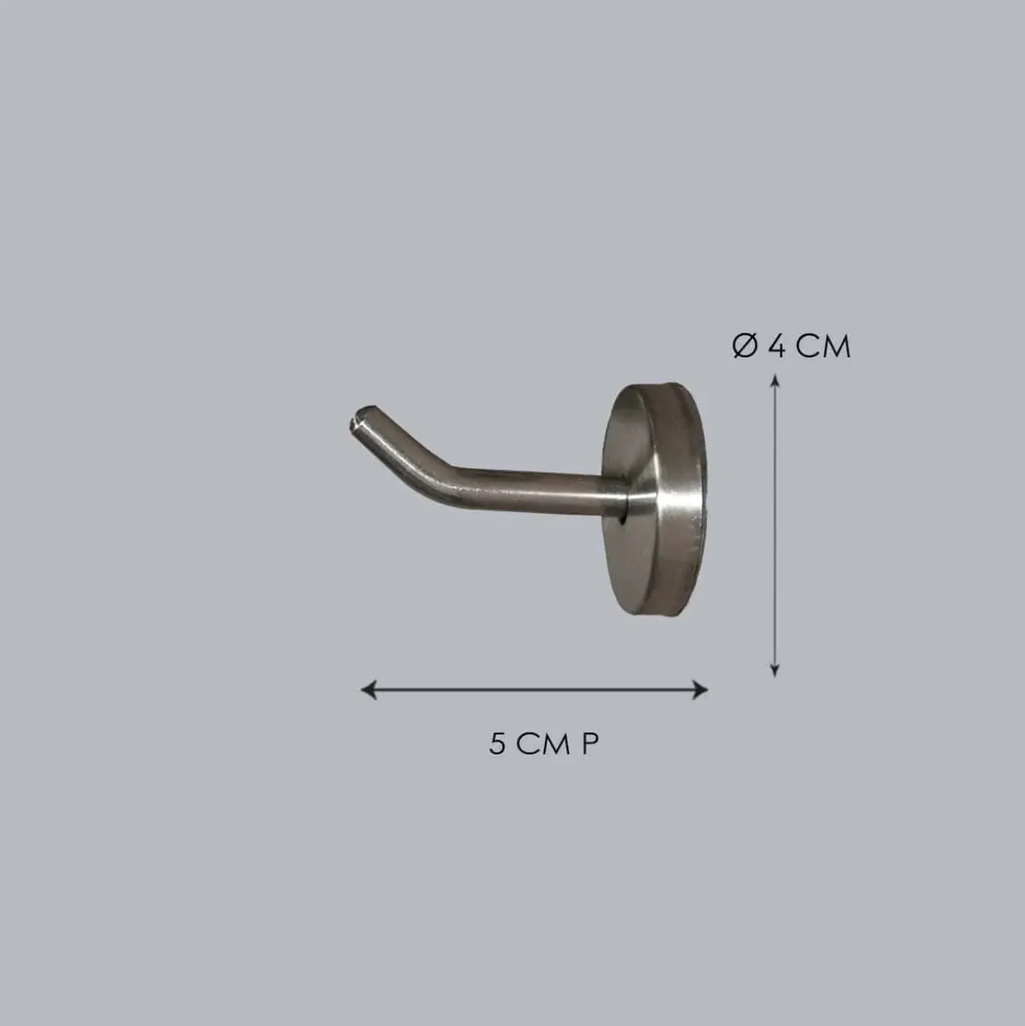 Gancio singolo in acciaio inox L 4 x H 4 x P 7 cm