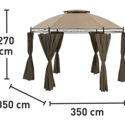 Gazebo in acciaio e poliestere Braga 350x350x270 cm