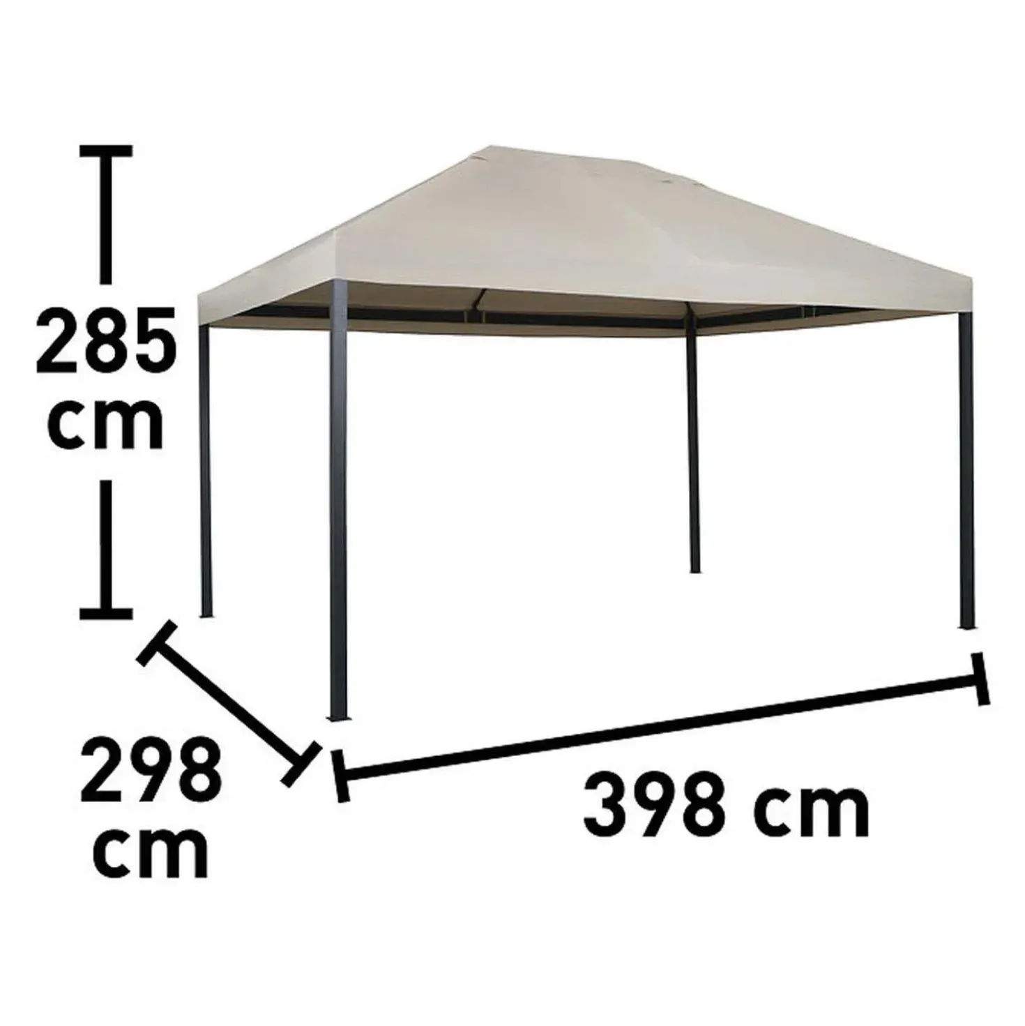 Gazebo in acciaio e poliestere Portsea beige 300x400 cm
