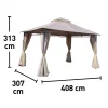 Gazebo in acciaio e poliestere Amora New 408x307x313 cm