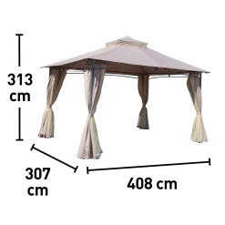Gazebo in acciaio e poliestere Amora New 408x307x313 cm