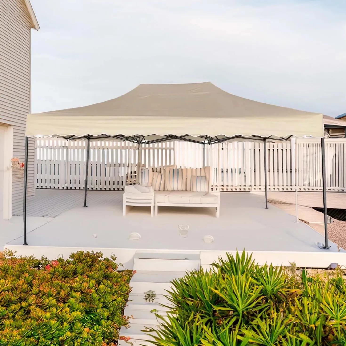 Gazebo pieghevole in acciaio e oxford 420D PVC 450x300 cm H 305 cm