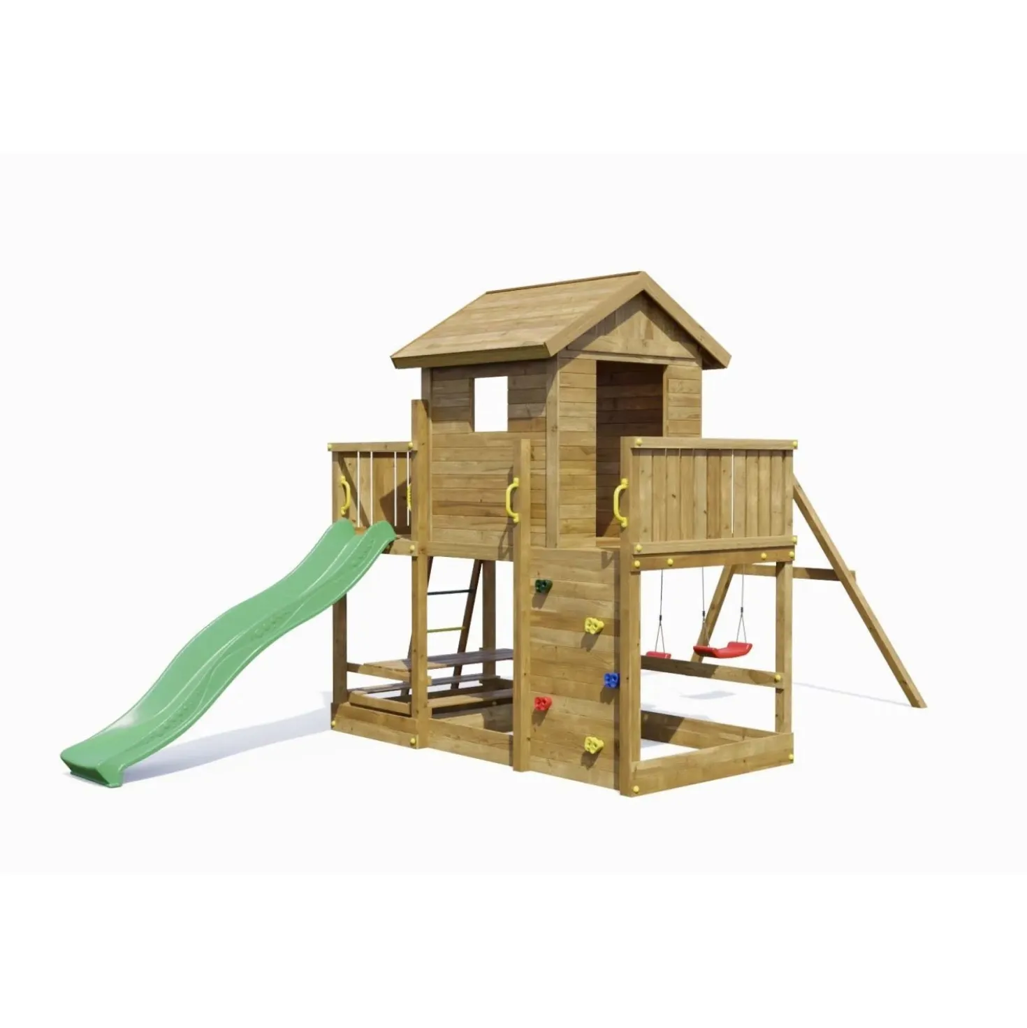 Gioco da giardino Floppi con scivolo e altalene 379x396xh262 cm