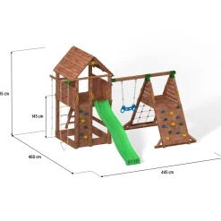 Gioco da giardino Fortress con scivolo e altalena 560x445xh305 cm