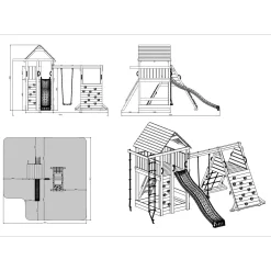 Gioco da giardino Fortress con scivolo e altalena 560x445xh305 cm