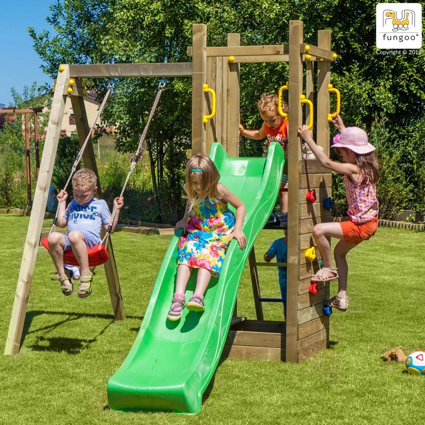 Gioco da giardino Funny 3 scivolo e altalena 290 x 200 x h210 cm