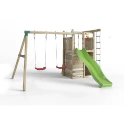 Gioco da giardino Houser con scivolo e altalena 343x363xh220 cm
