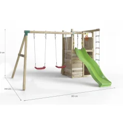 Gioco da giardino Houser con scivolo e altalena 343x363xh220 cm