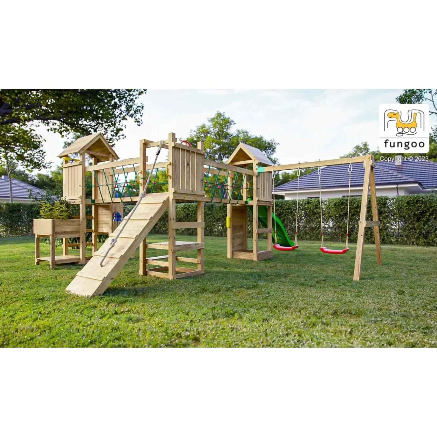 Gioco da giardino Optimizer scivolo e altalene 612 x 518 x h257cm