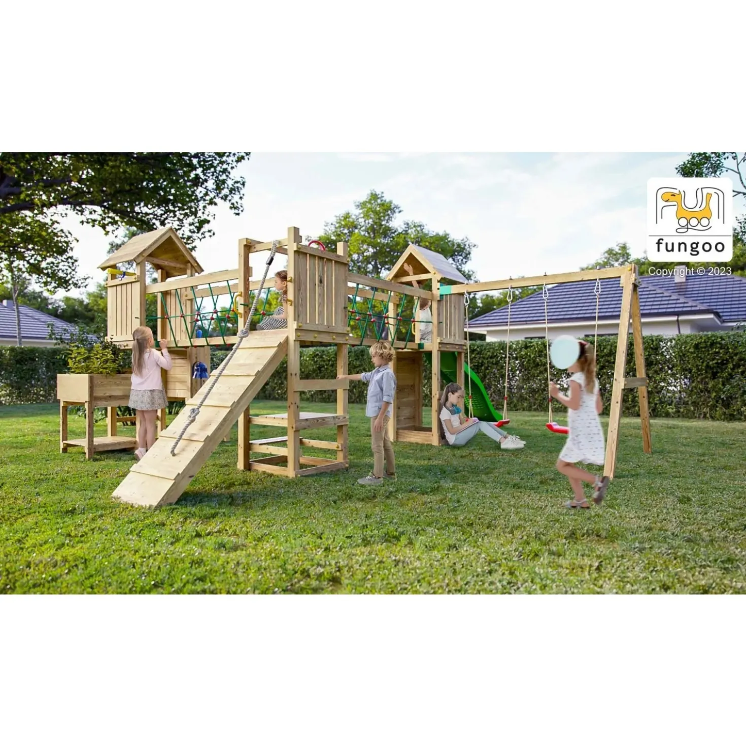Gioco da giardino Optimizer scivolo e altalene 612 x 518 x h257cm