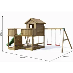 Gioco da giardino Pluto con scivolo e altalene 632x382xh275 cm