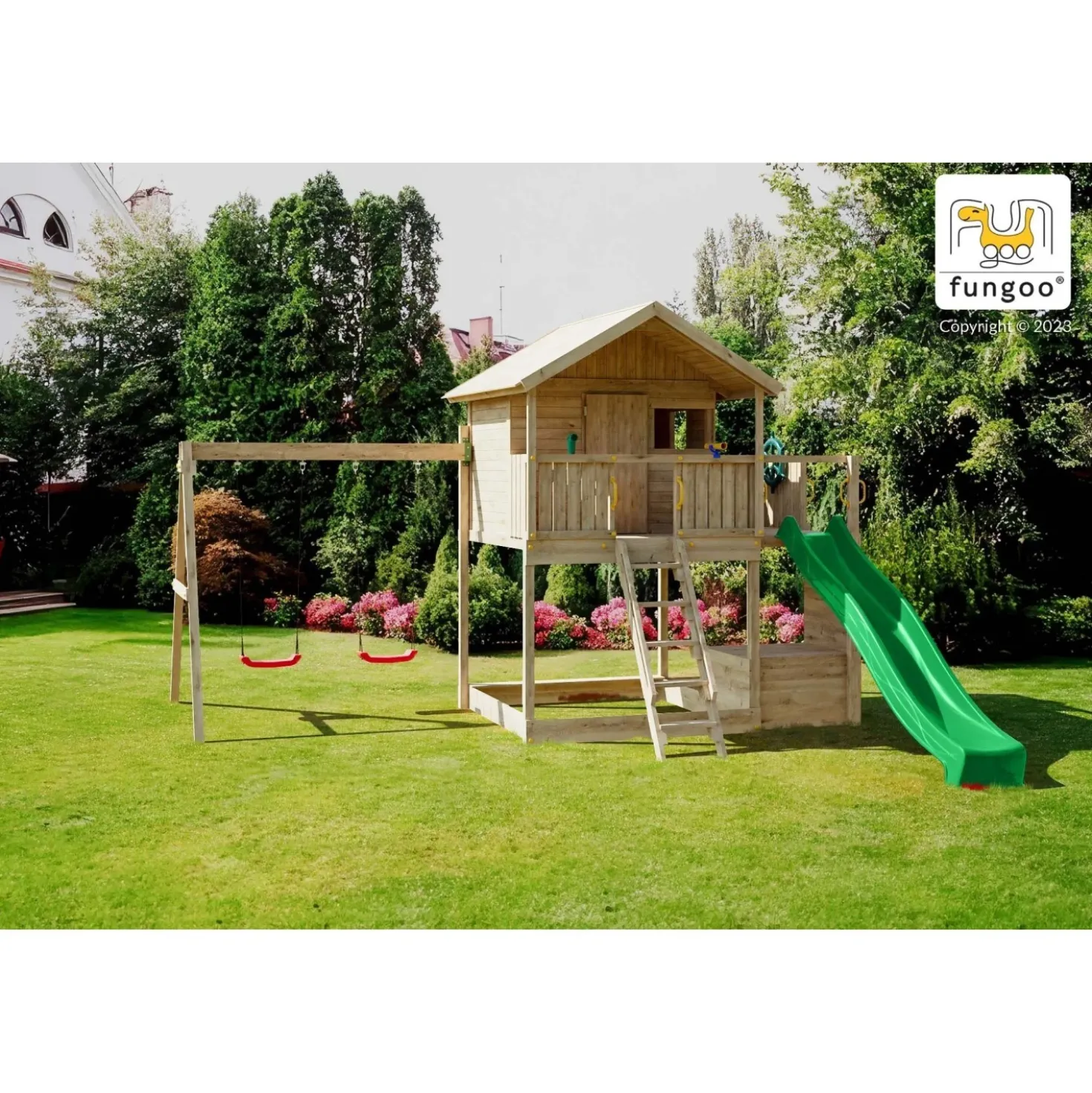 Gioco da giardino Sunshine scivolo e altalene 491 x 593 x h314 cm