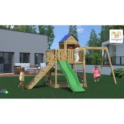 Gioco da giardino Treehouse con scivolo e altalene 443x501xh272 cm