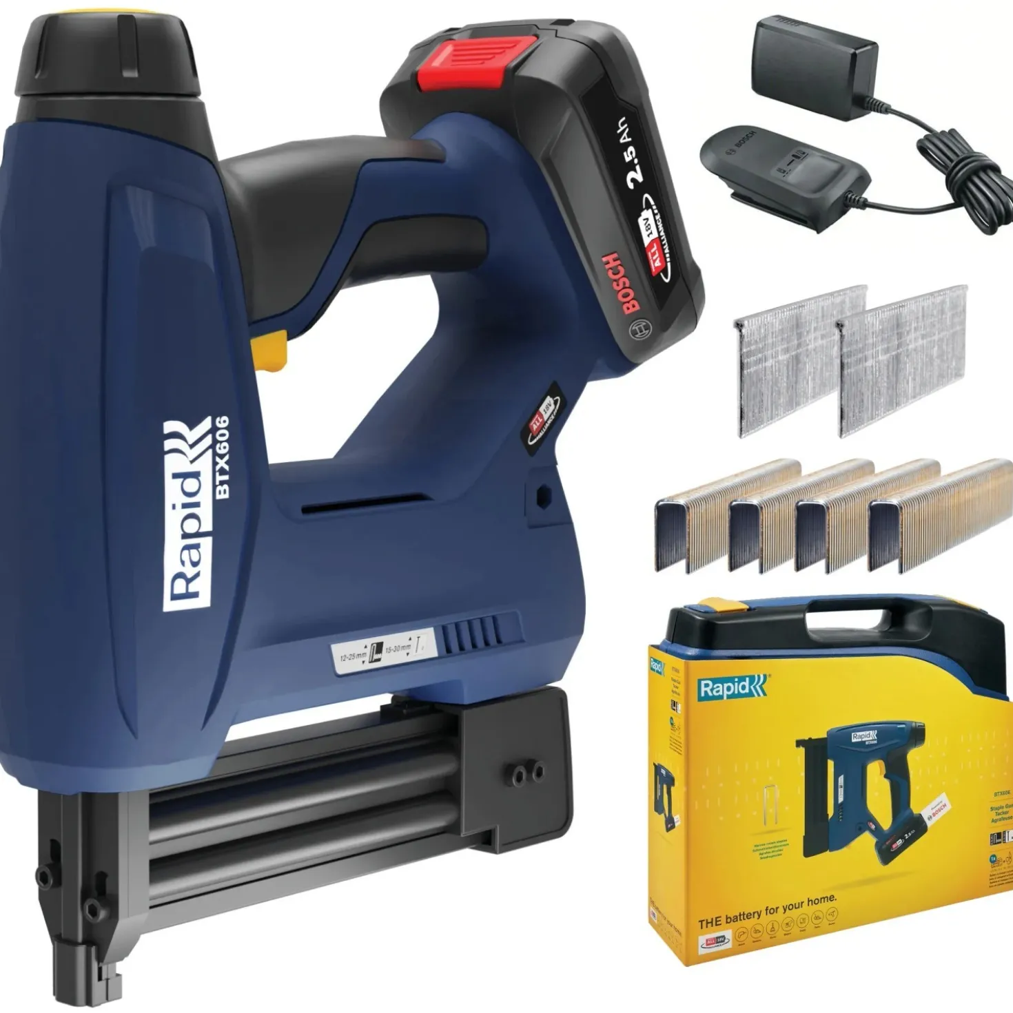 Graffatrice a batteria Rapid BTX606 18 V con batteria e caricatore