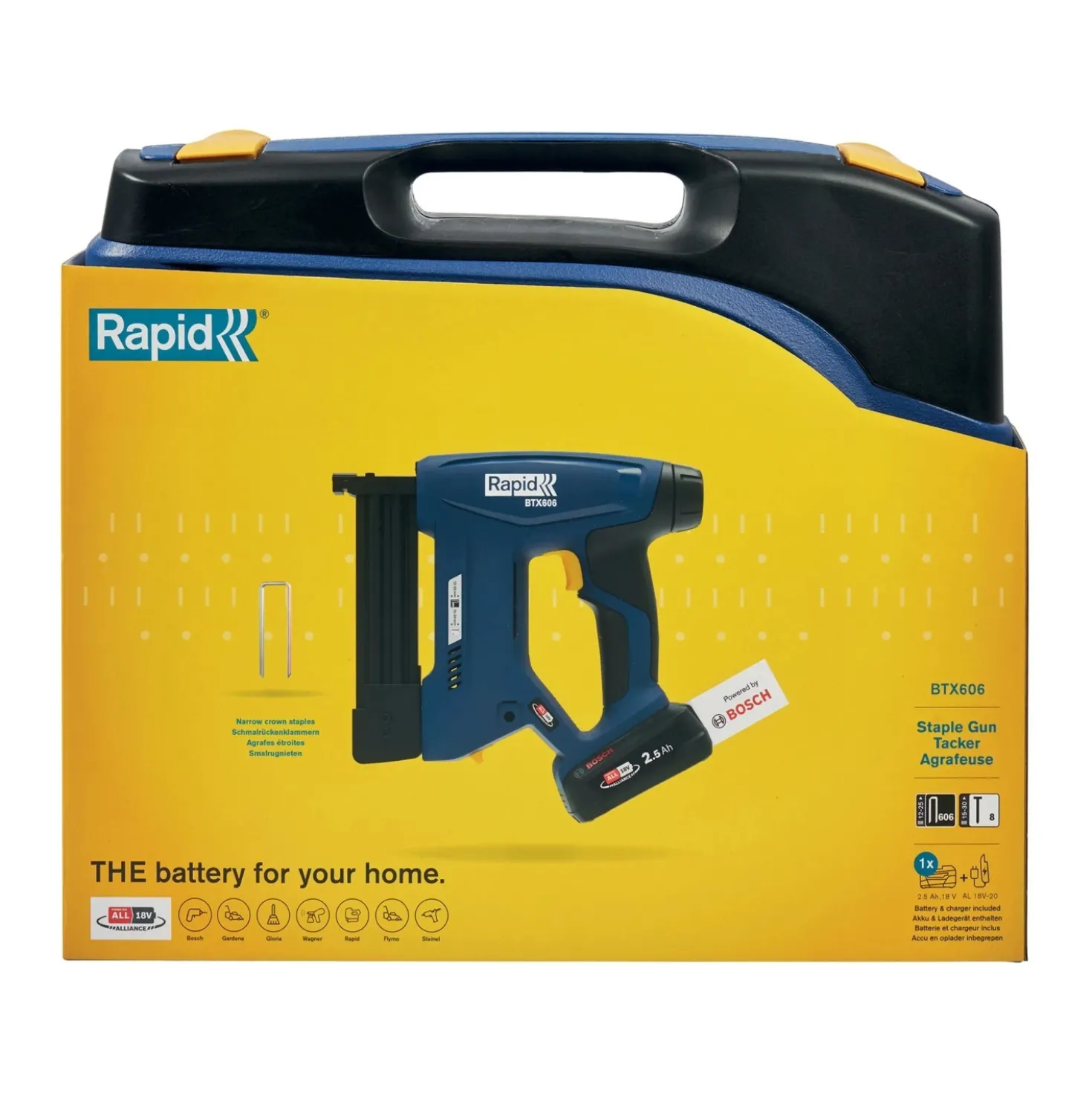 Graffatrice a batteria Rapid BTX606 18 V con batteria e caricatore