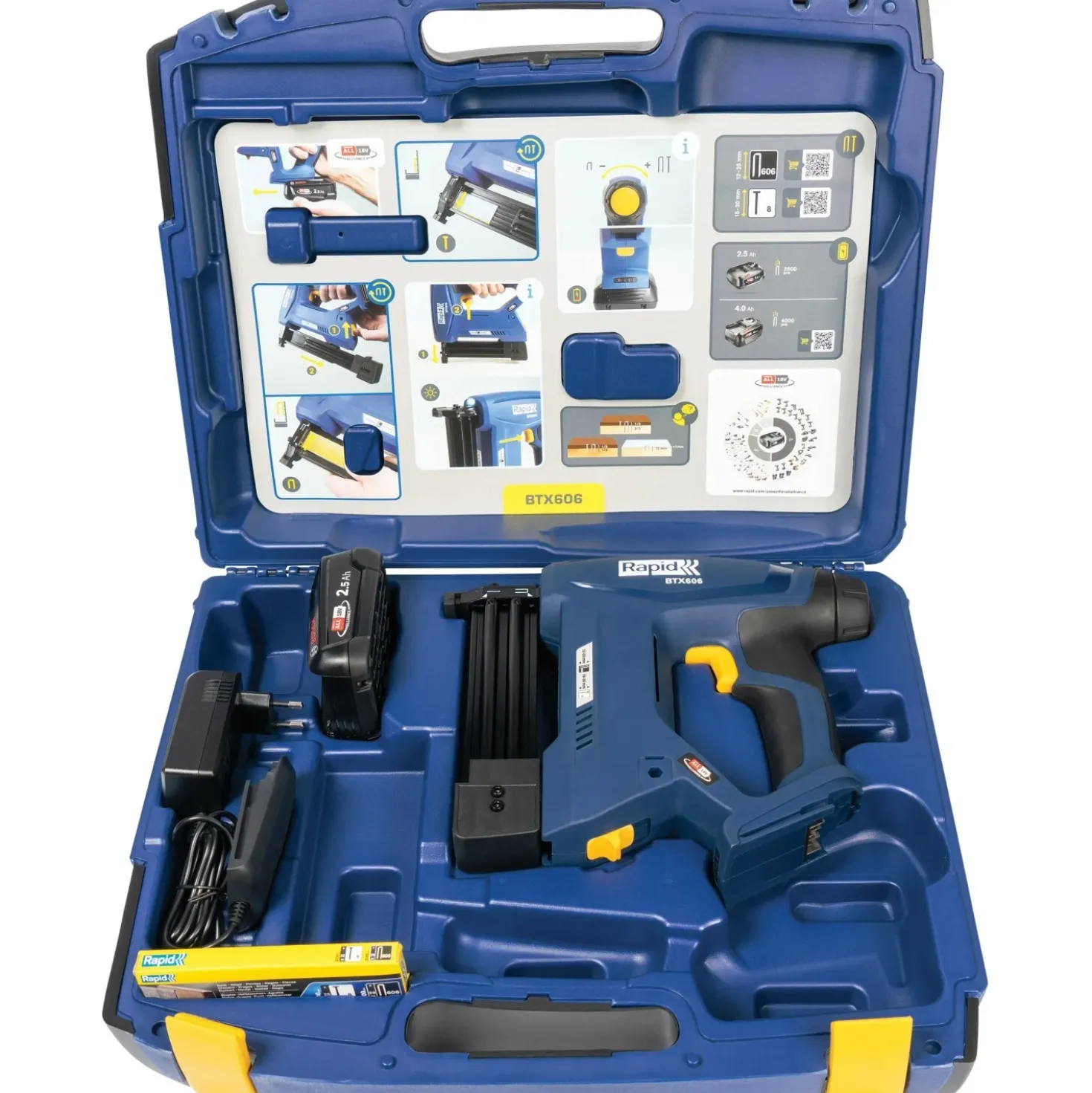 Graffatrice a batteria Rapid BTX606 18 V con batteria e caricatore