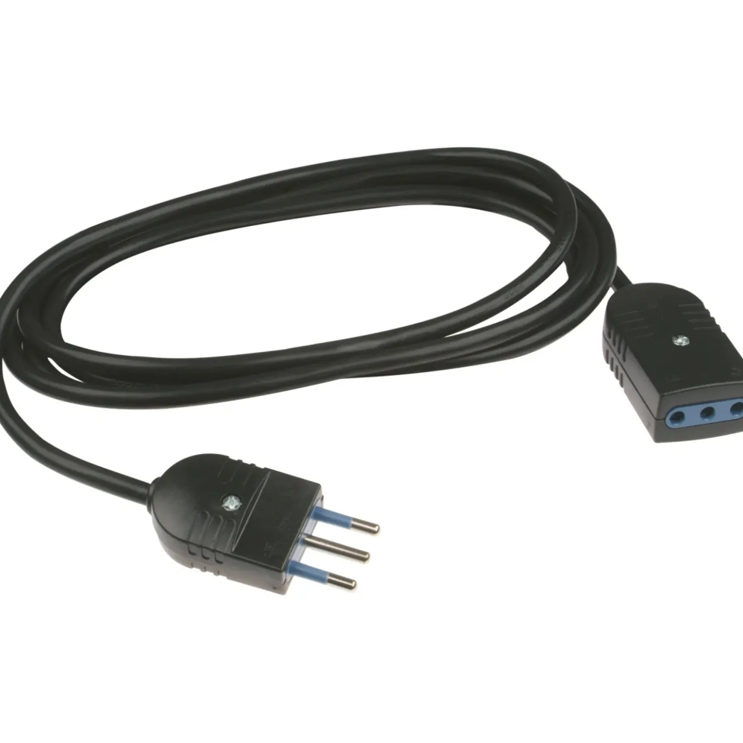 H05VV-F 3 x 0,75 mm² prolunga con spina e presa 10 A 3 m nera