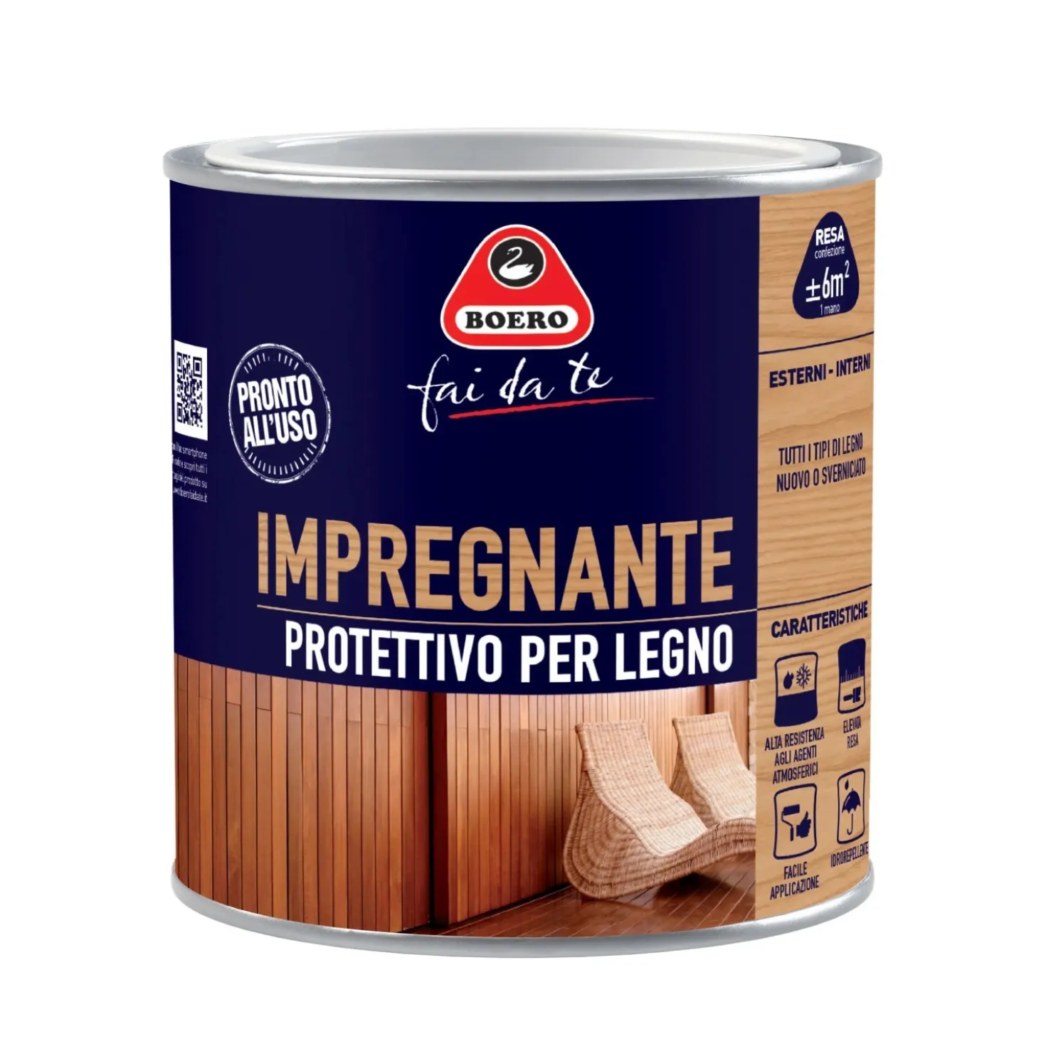 Impregnante per legno a solvente Boero noce scuro 0,5 l