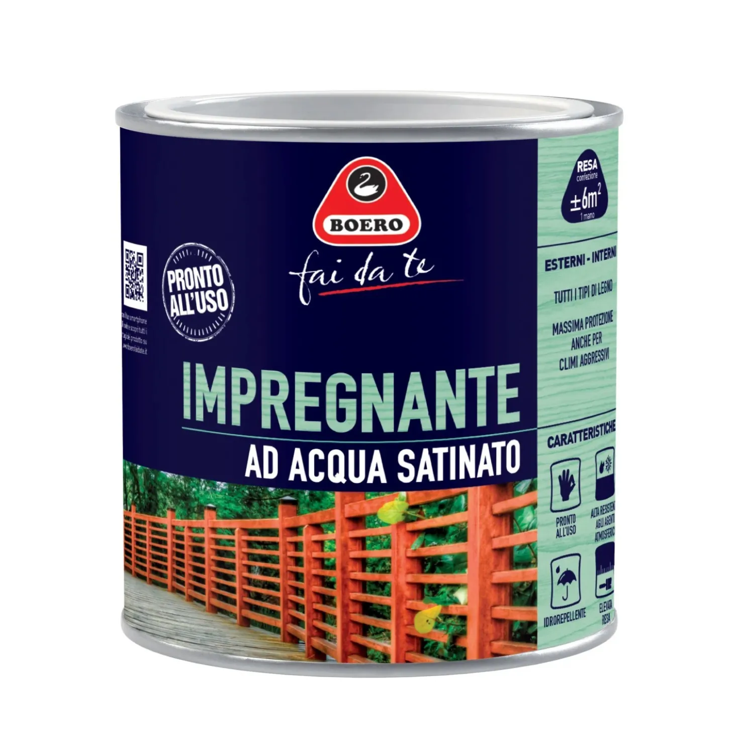 Impregnante per legno ad acqua Boero noce scuro 0,5 l
