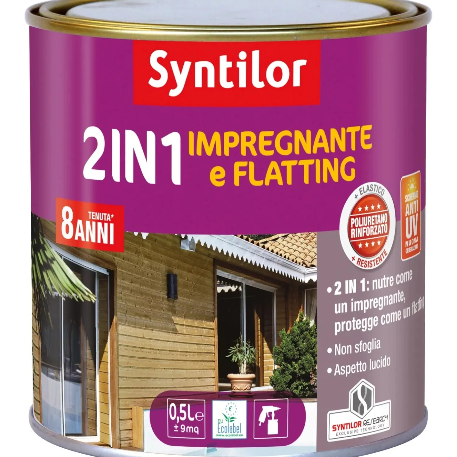 Impregnante per legno e flatting ad acqua effetto lucido noce scuro 0,5 l
