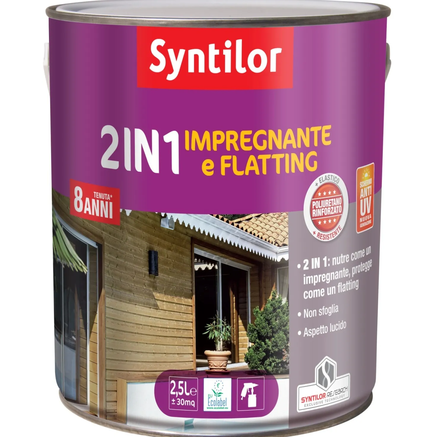 Impregnante per legno e flatting ad acqua effetto lucido incolore 2,5 l