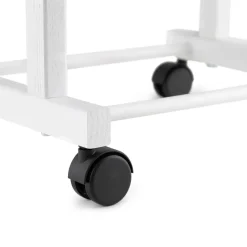 Indossatore doppio in legno bianco con rotelle