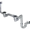 Kit di scarico per lavello in 2 vaschetta Scarico 2 acciaio 30x41x14 cm