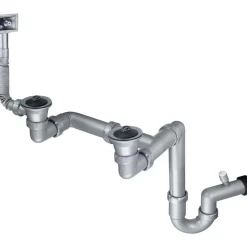 Kit di scarico per lavello in 2 vaschetta Scarico 2 acciaio 30x41x14 cm