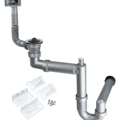 Kit di scarico per lavello in 1 vaschetta Scarico 2 acciaio 26x42x6 cm