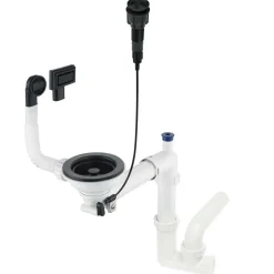 Kit di scarico per lavello in granito 1 vaschetta salvaspazio nero H6 cm