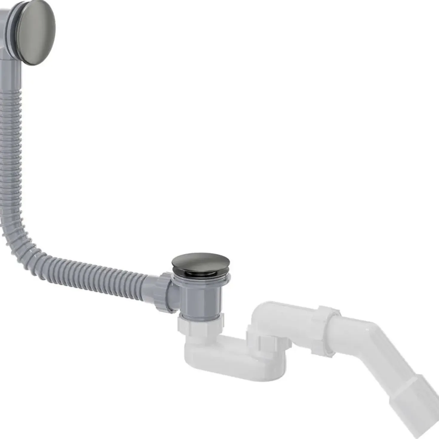 Kit di scarico per vasca da bagno click-clack 61,6x8,9 cm titanio