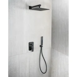 Kit doccia con soffione doccia quadro nero opaco