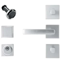 Kit maniglieria quadra alluminio argento