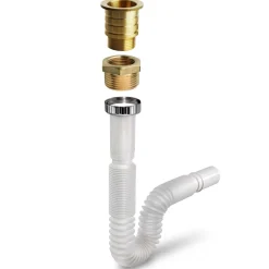 Kit sifone flessibile 1" e piletta in ottone