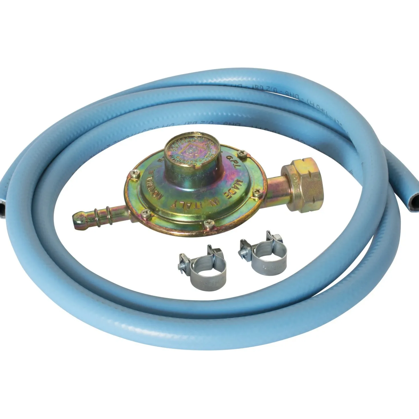 Kit tubo gas Ø 8 mm x 13 mm x 150 cm con regolatore di flusso e fascette
