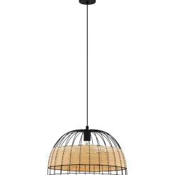 Lampada a sospensione Eglo a 1 luce Anwick Ø 50 cm Nero naturale