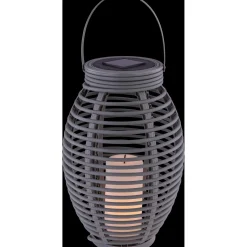 Lampada da esterno solare LED a lanterna plastica rattan grigio 3000K IP44