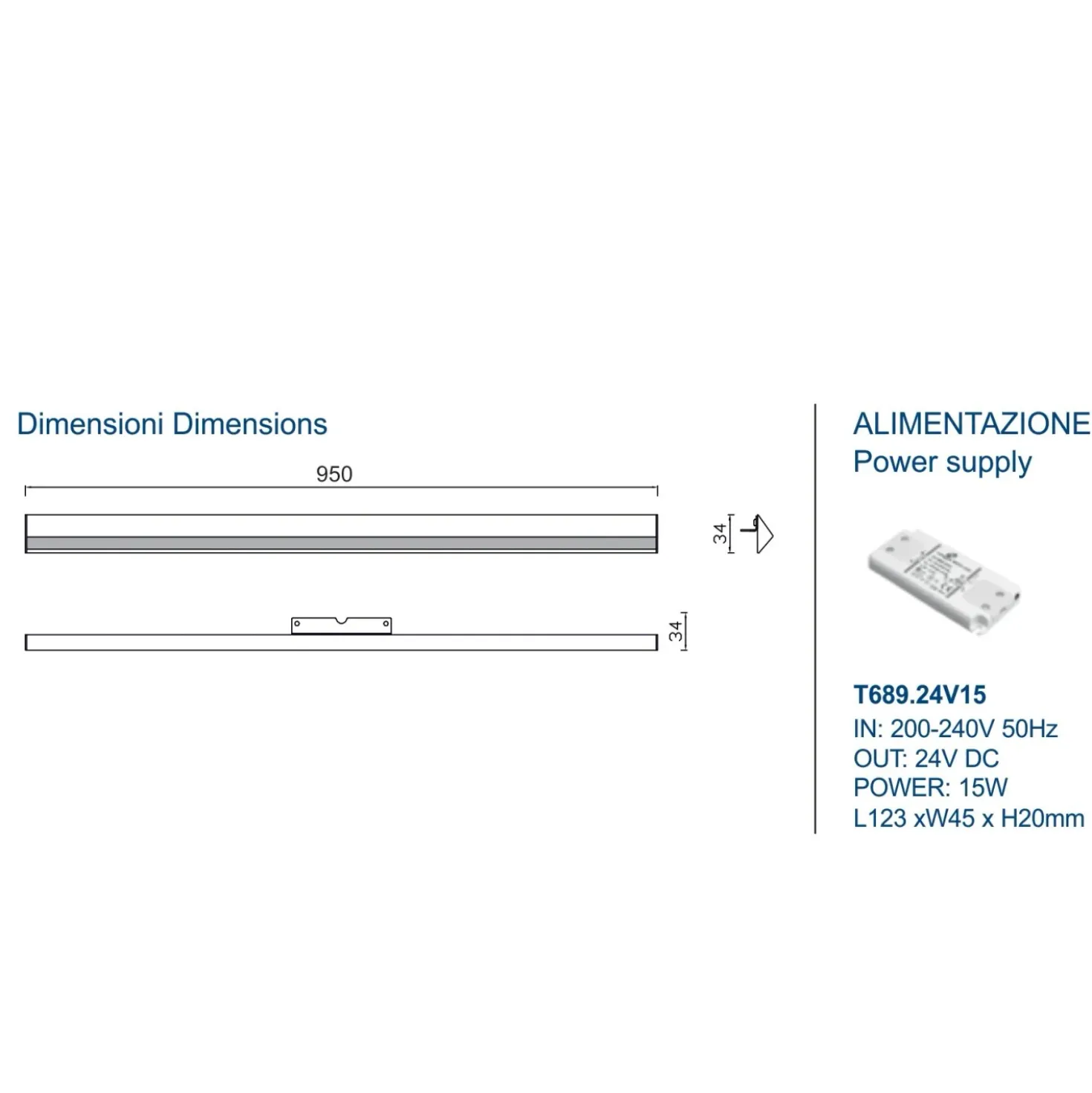 Lampada da Specchio per bagno Led 95 cm