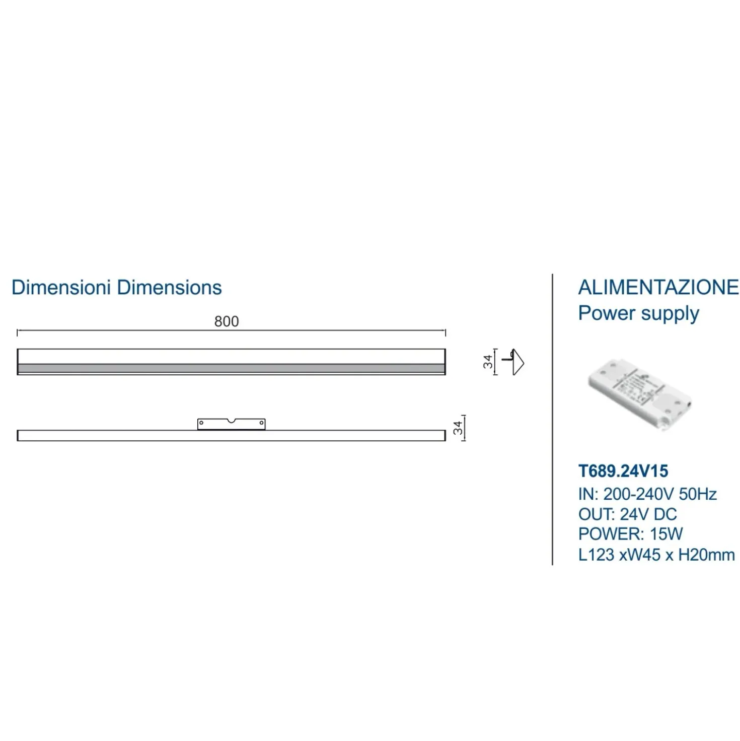Lampada da Specchio per bagno Led 80 cm