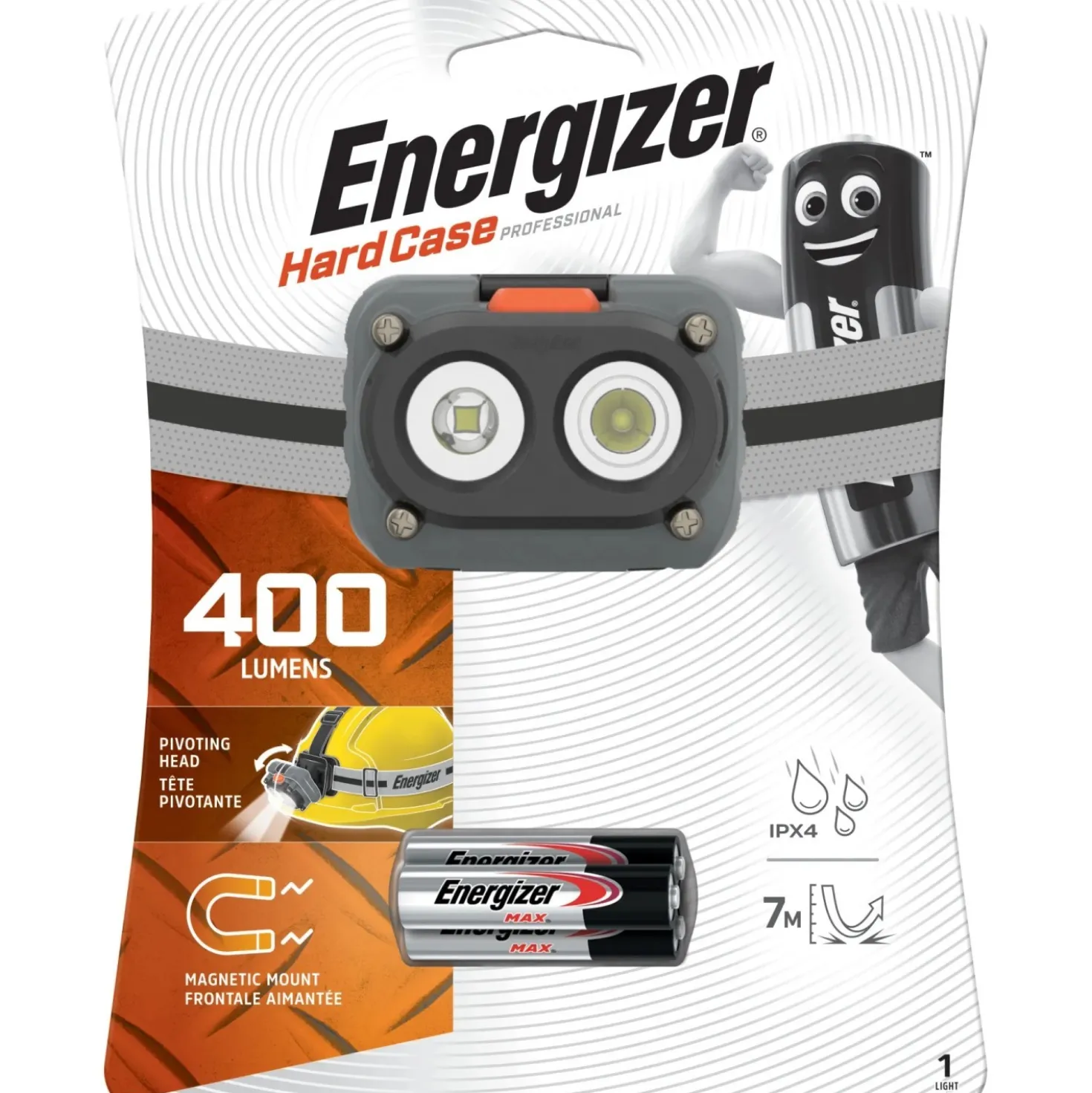 Lampada frontale LED Energizer con magnete 3xAA incl