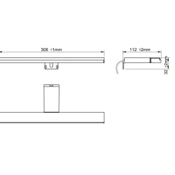 Lampada Led per specchio bagno Pandora Cromo 300x32x112 mm