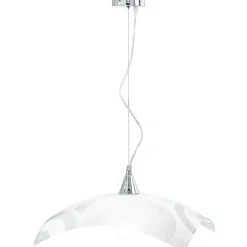 Lampadario a sospensione Mirò E27 60 W bianco e cromo Ø 45 x H 110 cm