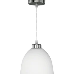 Lampadario a sospensione Dallas E27 cupola vetro opale bianco Ø 20x157 cm