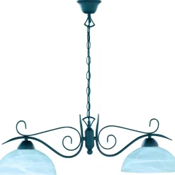 Lampadario a sospensione Country 2 luci E27 vetro anticato Ø 78x136x25 cm